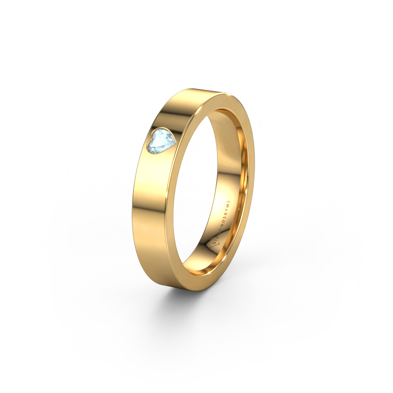 Image of Wedding ring WH0101L14BPHRT 585 gold ±4x2 mm Aquamarine