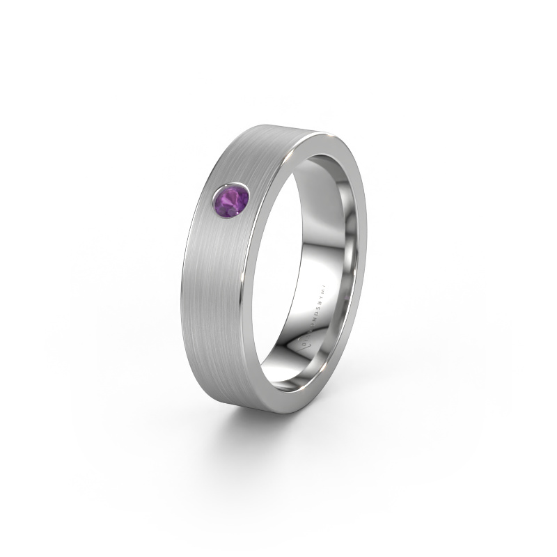 Image of Wedding ring WH0101L15BM 585 white gold ±0.20x0.08 in Amethyst