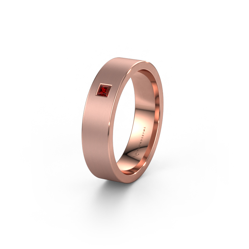 Afbeelding van Trouwring WH0101L15BMSQ 585 rosé goud ±5x2 mm Granaat