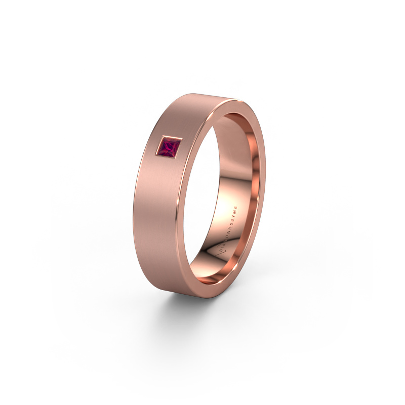 Image of Wedding ring WH0101L15BMSQ 585 rose gold ±0.20x0.08 in Rhodolite