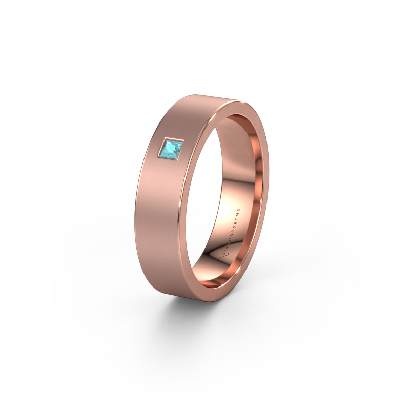 Image of Wedding ring WH0101L15BMSQ 585 rose gold ±0.20x0.08 in Blue topaz