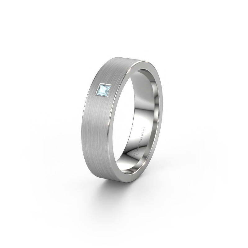 Image of Wedding ring WH0101L15BMSQ 585 white gold ±0.20x0.08 in Aquamarine