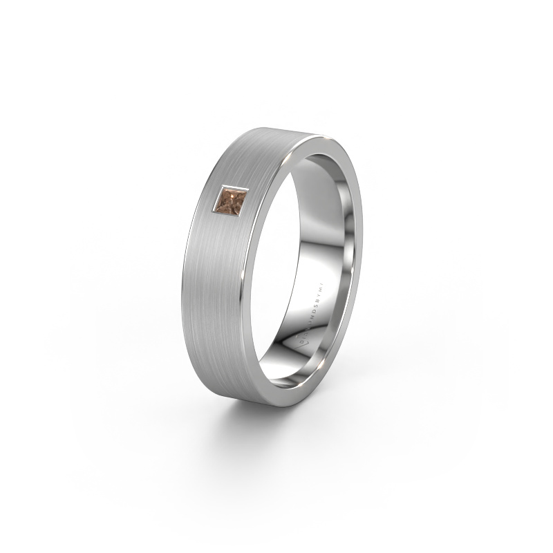 Image of Wedding ring WH0101L15BMSQ 585 white gold ±0.20x0.08 in Brown diamond