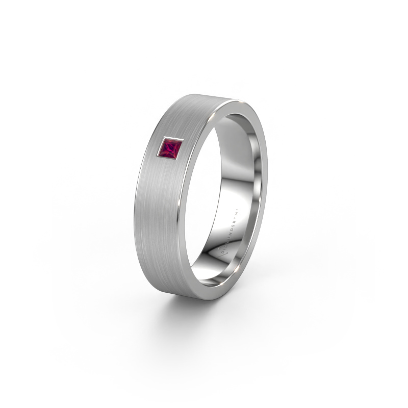 Image of Wedding ring WH0101L15BMSQ 585 white gold ±0.20x0.08 in Rhodolite