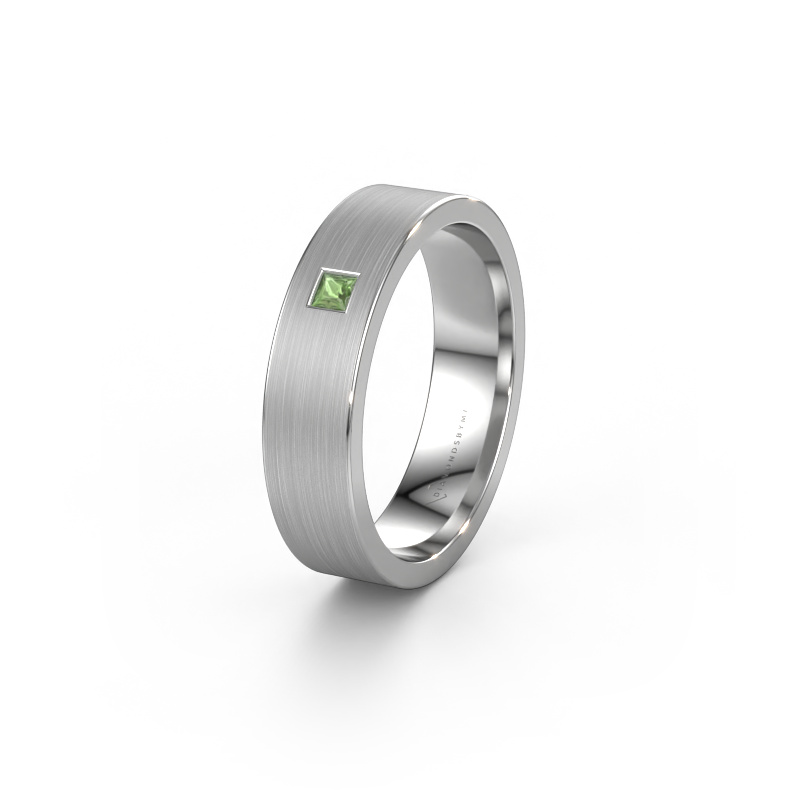 Image of Wedding ring WH0101L15BMSQ 585 white gold ±0.20x0.08 in Tourmaline green
