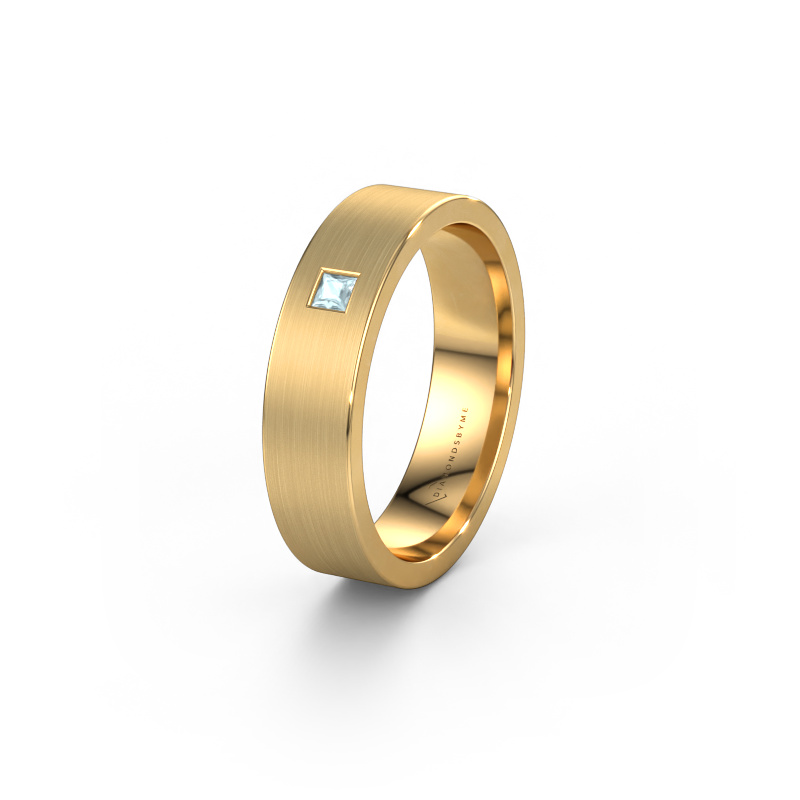 Image of Wedding ring WH0101L15BMSQ 585 gold ±0.20x0.08 in Aquamarine
