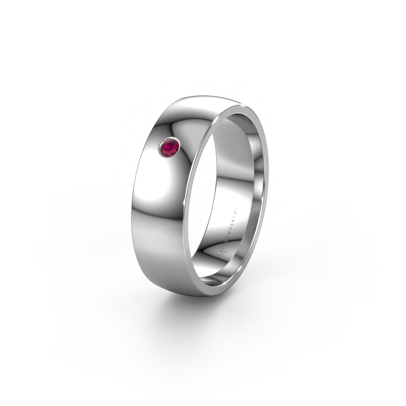 Image of Wedding ring WH0101L26AP 585 white gold ±0.24x0.05 in Rhodolite