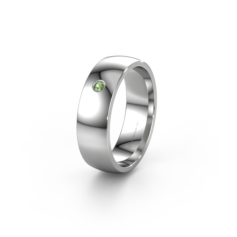 Image of Wedding ring WH0101L26AP 950 platinum ±6x1.4 mm Tourmaline green