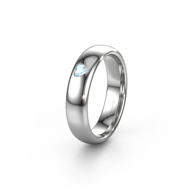 Image of Friendship ring WH0101L35BPHRT 950 platinum ±5x2 mm Aquamarine