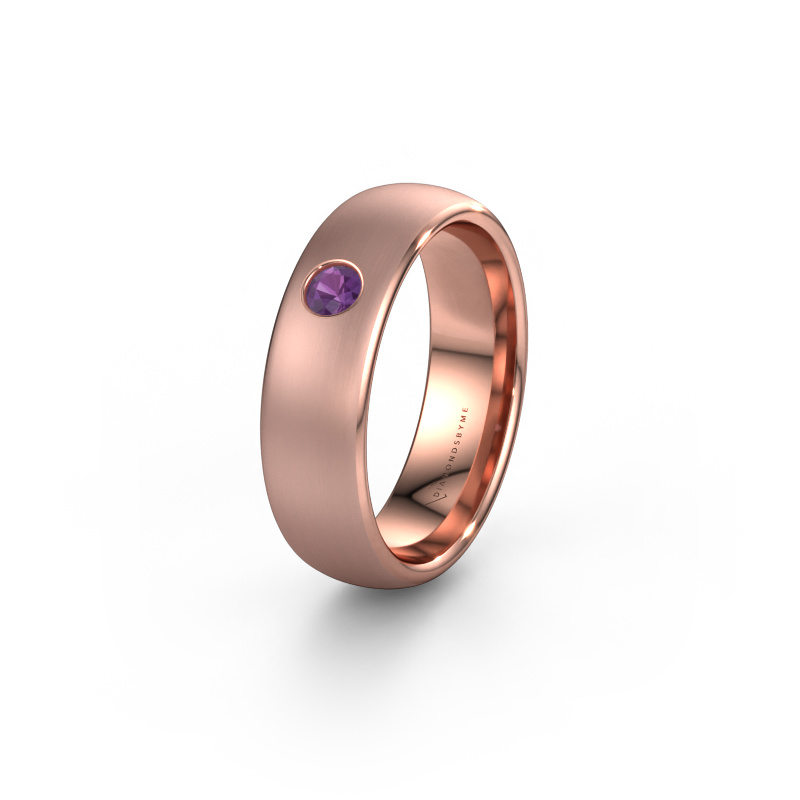 Image of Wedding ring WH0101L36BM 585 rose gold ±0.24x0.08 in Amethyst