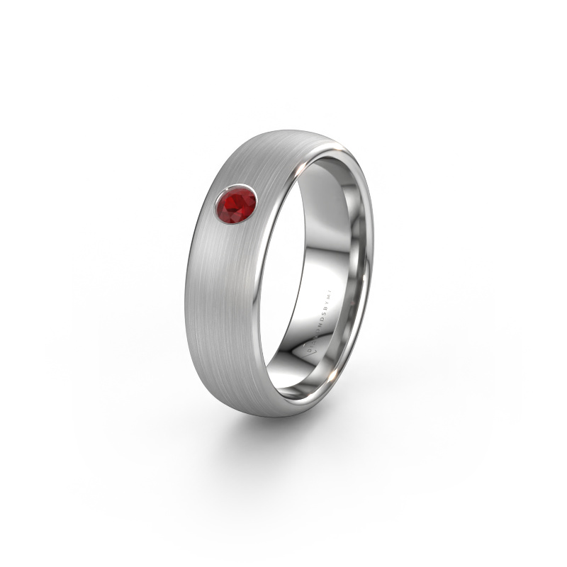 Image of Wedding ring WH0101L36BM 585 white gold ±6x2 mm Ruby