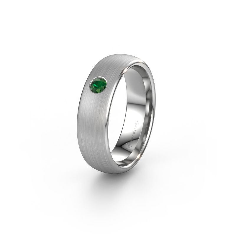 Image of Wedding ring WH0101L36BM 950 platinum ±0.24x0.08 in Emerald
