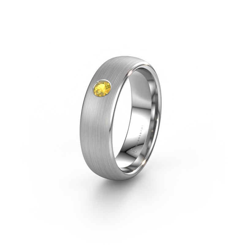 Image of Wedding ring WH0101L36BM 950 platinum ±0.24x0.08 in Yellow sapphire