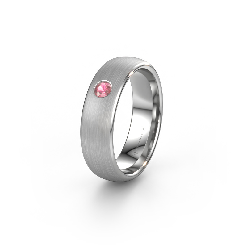 Image of Wedding ring WH0101L36BM 950 platinum ±0.24x0.08 in Tourmaline pink