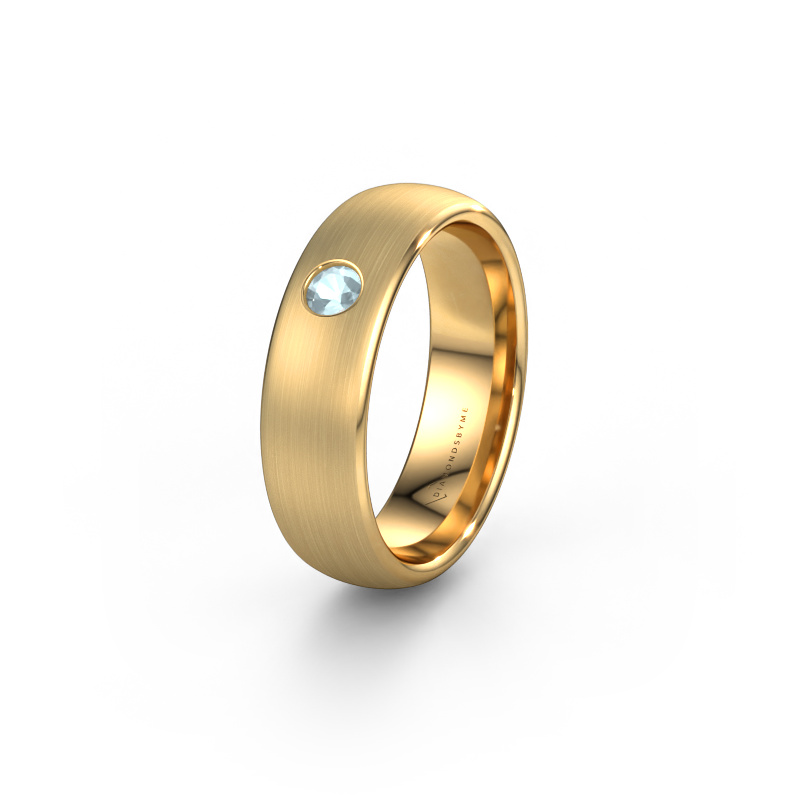 Image of Wedding ring WH0101L36BM 585 gold ±0.24x0.08 in Aquamarine