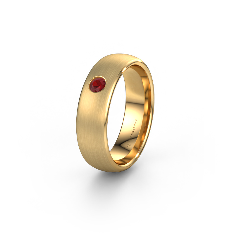 Image of Wedding ring WH0101L36BM 585 gold ±6x2 mm Ruby