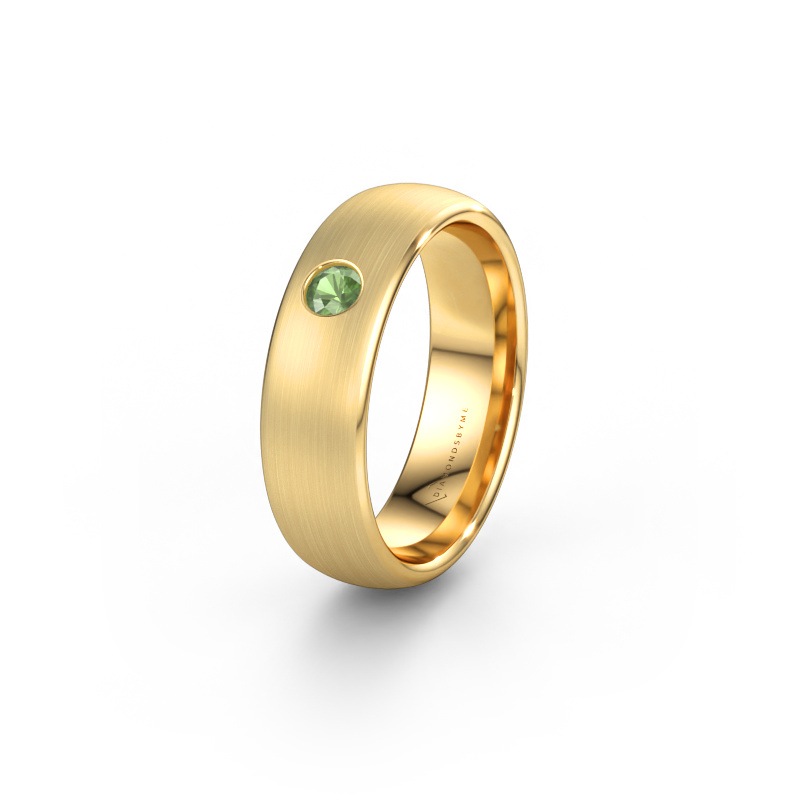 Bild av Vigselring WH0101L36BM 585 gult guld ±6 x 2 mm Grön turmalin