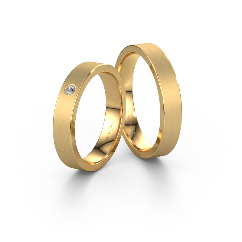 Bild von Eheringe set WH0101LM14AM ±4x1.7 mm 14 Karat Gold Diamant 0.03 crt