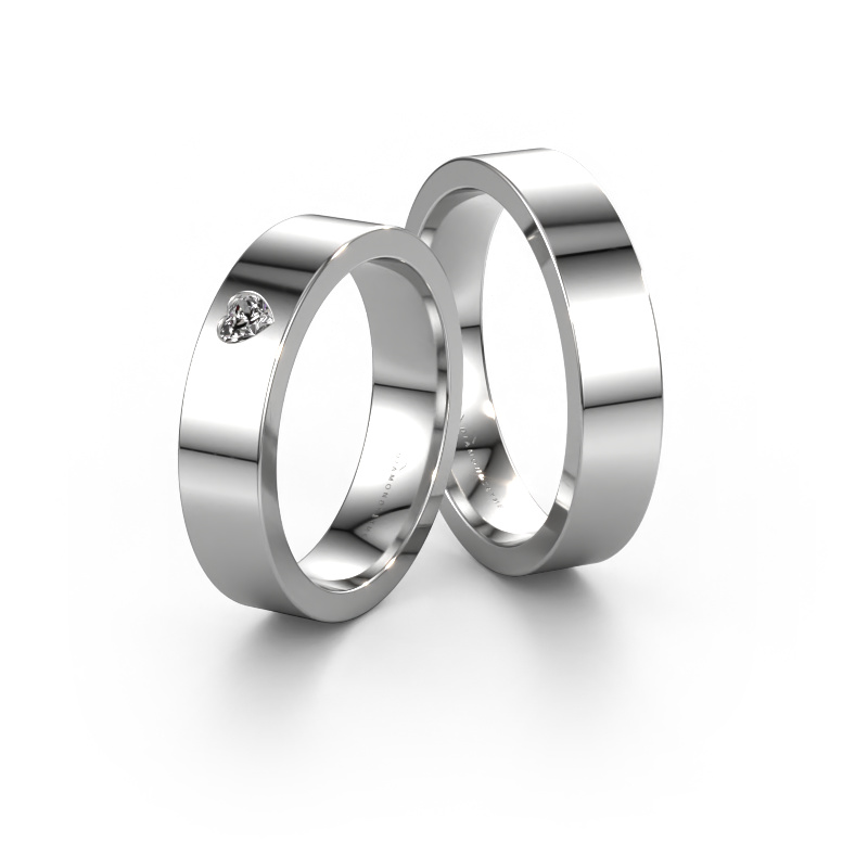 Image of Wedding rings set WH0101LM15BPHRT ±5x2 mm 14 Carat white gold Diamond 0.12 crt