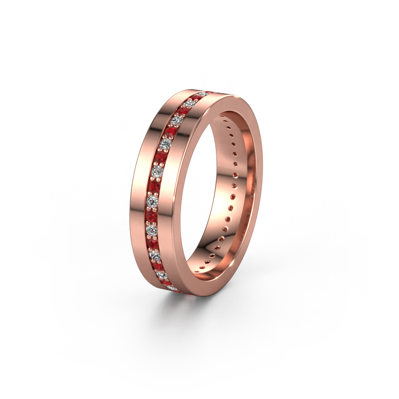 Image of Wedding ring WH0103L15BP 585 rose gold ±0.20x0.08 in Ruby 1.3 mm