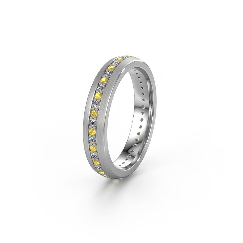 Image of Wedding ring WH0103L24BM 585 white gold ±0.16x0.08 in Yellow sapphire 1.3 mm