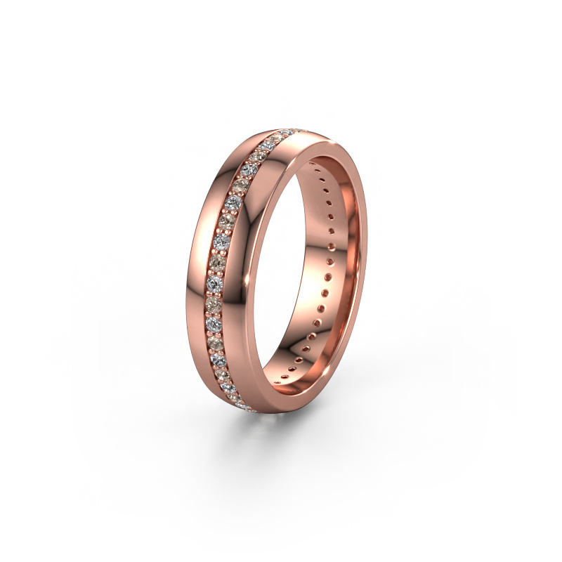 Image of Wedding ring WH0103L25BP 585 rose gold ±0.20x0.08 in Brown diamond