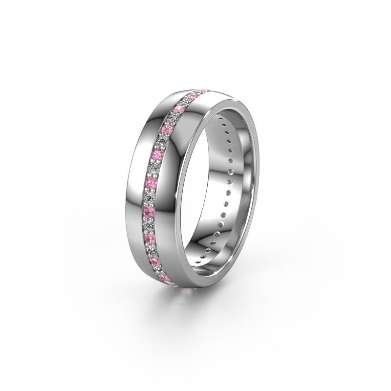 Image de Bague de mariage WH0103L26BP 585 or blanc ±6x2 mm Saphir rose 1.3 mm