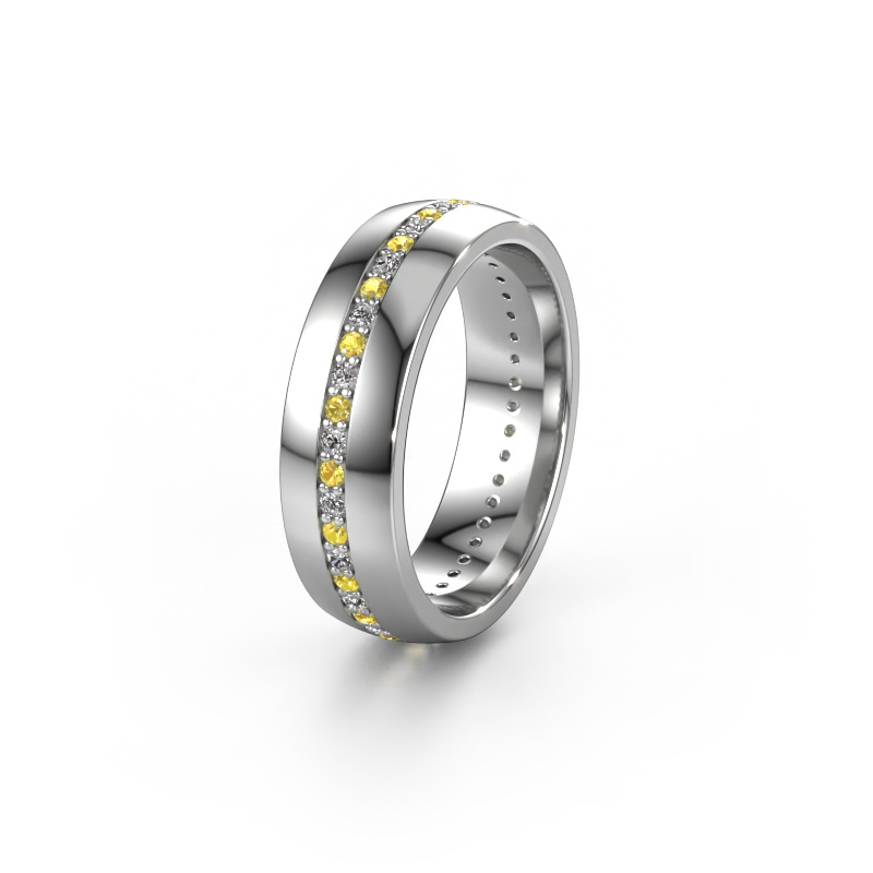 Image of Weddings ring WH0103L26BP 585 white gold ±0.24x0.08 in Yellow sapphire 1.3 mm