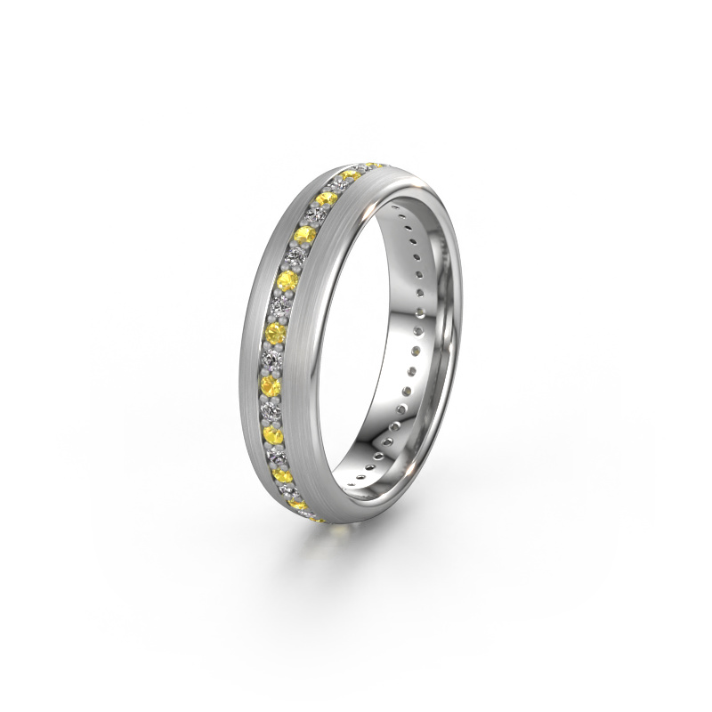 Image of Friendship ring WH0103L35BM 585 white gold ±0.20x0.08 in Yellow sapphire 1.3 mm