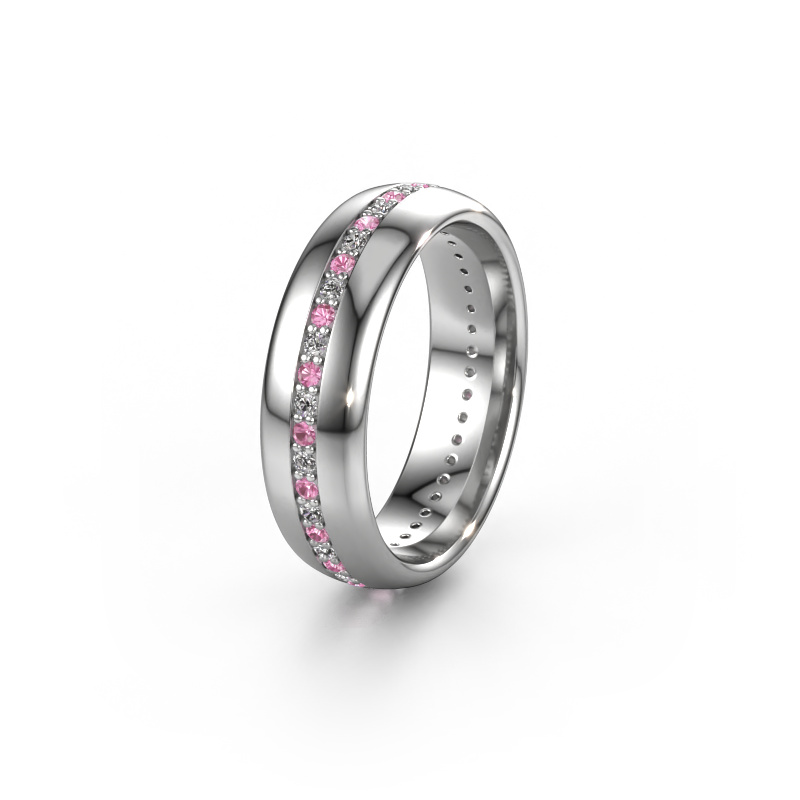 Image of Wedding ring WH0103L36BP 585 white gold ±0.24x0.08 in Pink sapphire 1.3 mm