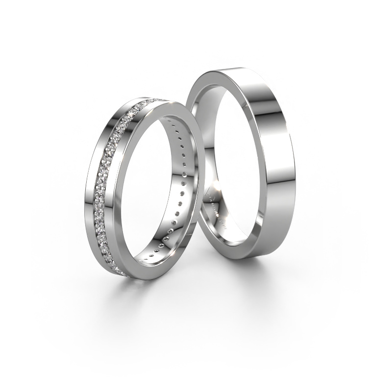 Image of Wedding rings set WH0103LM14BP ±4x2 mm 14 Carat white gold Diamond 0.01 crt