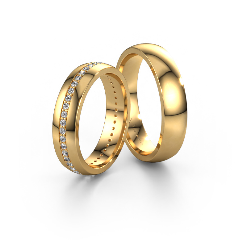 Image of Wedding rings set WH0103LM25BP ±0.20x0.08 in 14 Carat gold Diamond 0.44 crt