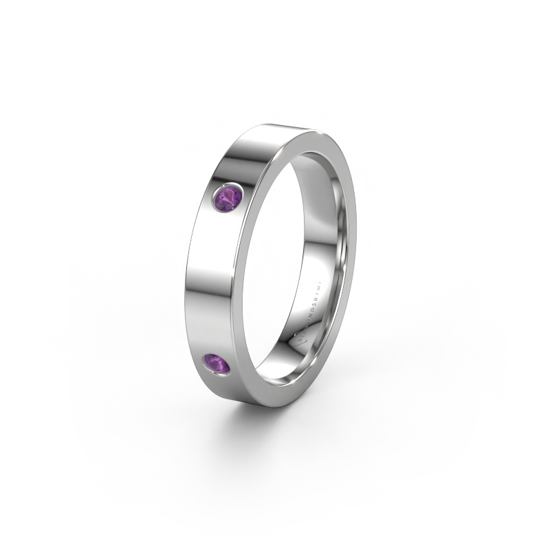 Bild von Ehering WH0104L14BP 585 Weißgold ±4x2 mm Amethyst 2.2 mm