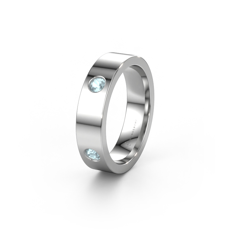 Image of Wedding ring WH0104L15BP 585 white gold ±0.16x0.08 in Aquamarine 3 mm