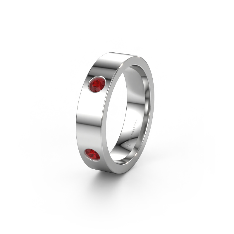 Image of Wedding ring WH0104L15BP 950 platinum ±0.16x0.08 in Ruby 3 mm