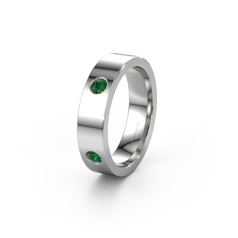 Image of Wedding ring WH0104L15BP 585 white gold ±0.16x0.08 in Emerald 3 mm