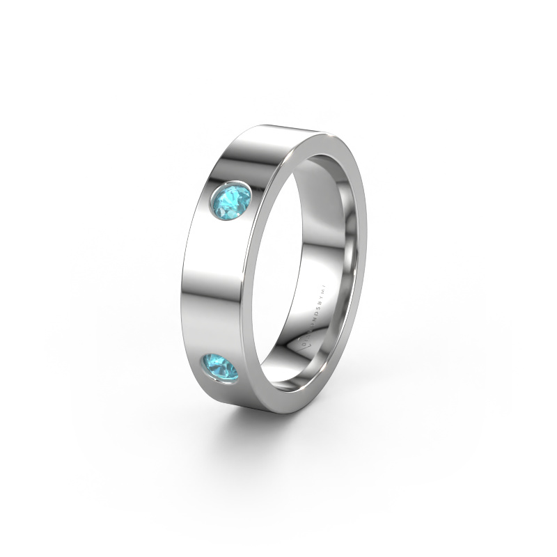 Image of Wedding ring WH0104L15BP 585 white gold ±0.16x0.08 in Blue topaz 3 mm
