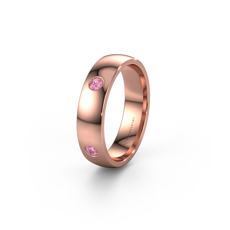 Afbeelding van Huwelijksring WH0104L25AP 585 rosé goud ±5x1.7 mm Roze saffier 2.5 mm