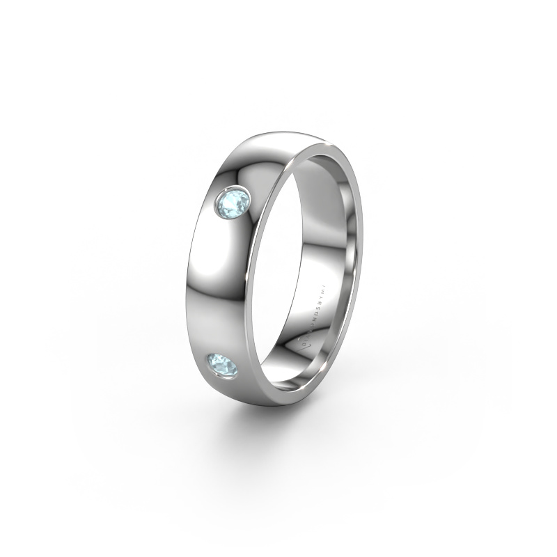 Image de Bague de mariage WH0104L25AP 950 platine ±5x1.7 mm Aigue-marine 2.5 mm