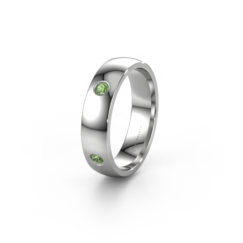Image de Bague de mariage WH0104L25AP 585 or blanc ±5x1.7 mm Vert tourmaline 2.5 mm