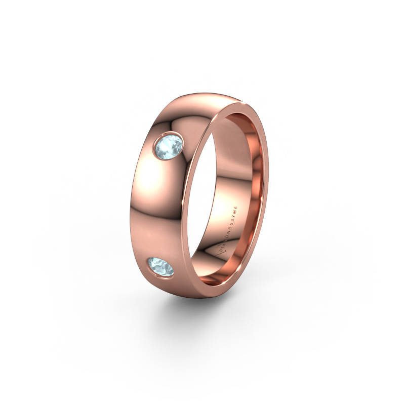 Image of Wedding ring WH0104L26BP 585 rose gold ±0.24x0.08 in Aquamarine