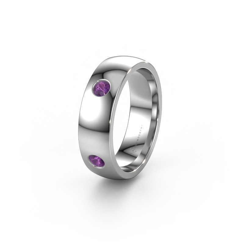 Image of Wedding ring WH0104L26BP 585 white gold ±0.24x0.08 in Amethyst