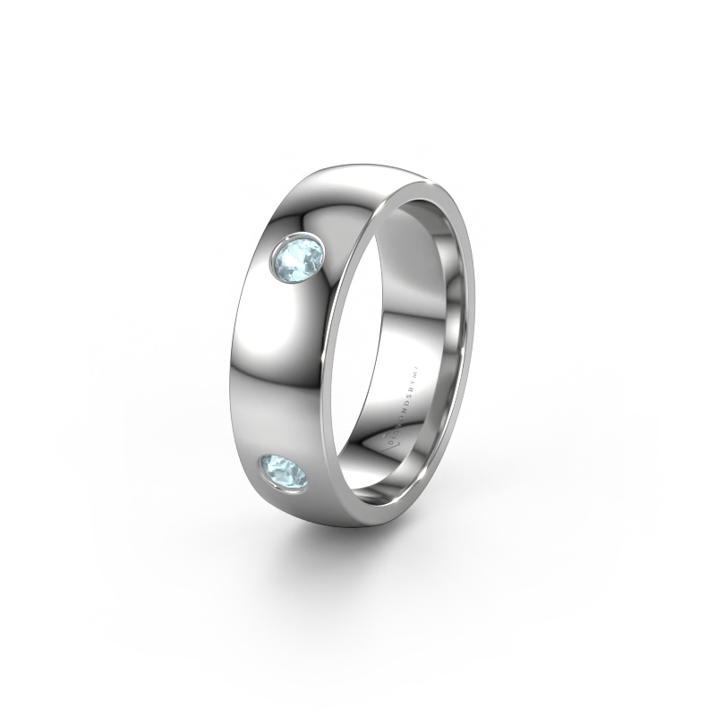 Image of Wedding ring WH0104L26BP 585 white gold ±0.24x0.08 in Aquamarine