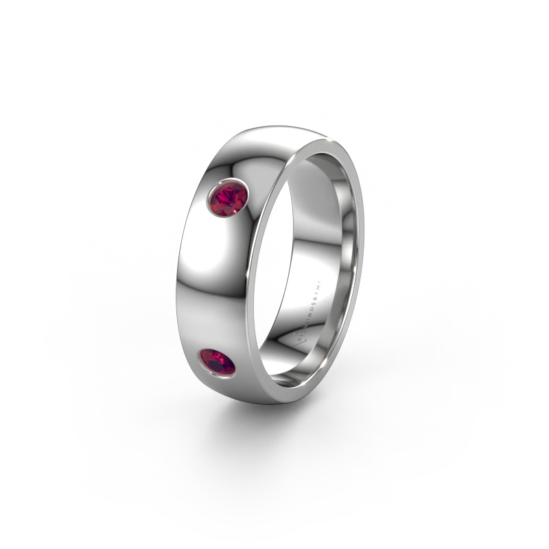 Image of Wedding ring WH0104L26BP 950 platinum ±0.24x0.08 in Rhodolite