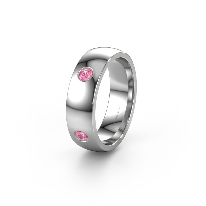Image of Wedding ring WH0104L26BP 950 platinum ±0.24x0.08 in Pink sapphire