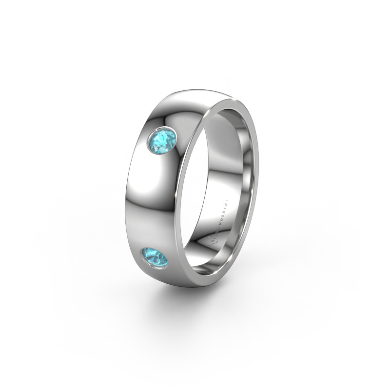 Image of Wedding ring WH0104L26BP 950 platinum ±0.24x0.08 in Blue topaz