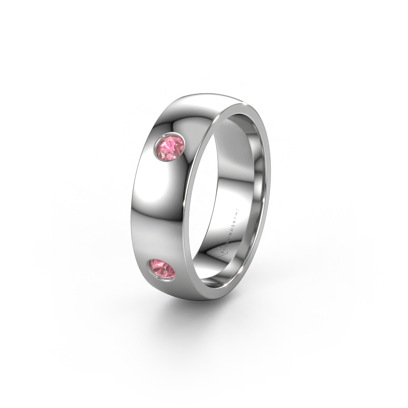 Image of Wedding ring WH0104L26BP 585 white gold ±6x2 mm Tourmaline pink