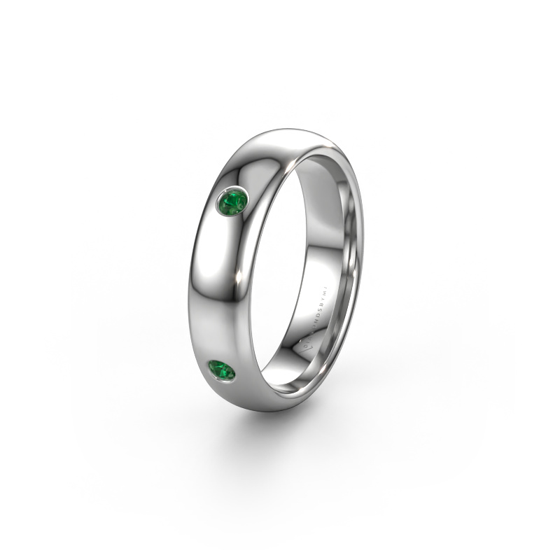 Image of Wedding ring WH0104L35BP 950 platinum ±0.20x0.08 in Emerald