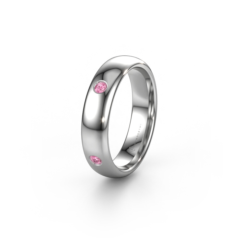 Image of Wedding ring WH0104L35BP 950 platinum ±0.20x0.08 in Pink sapphire