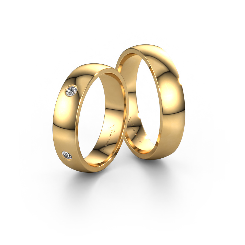 Image of Wedding rings set WH0104LM25AP ±5x1.7 mm 14 Carat gold Diamond 0.045 crt
